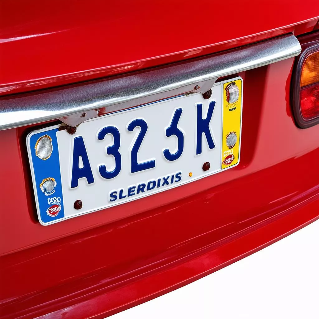 Red license plate on a car