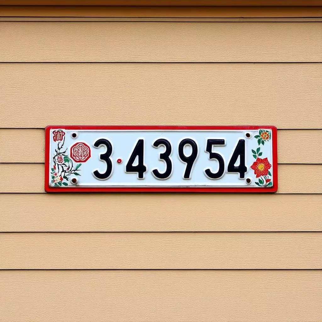 A house number with feng shui elements