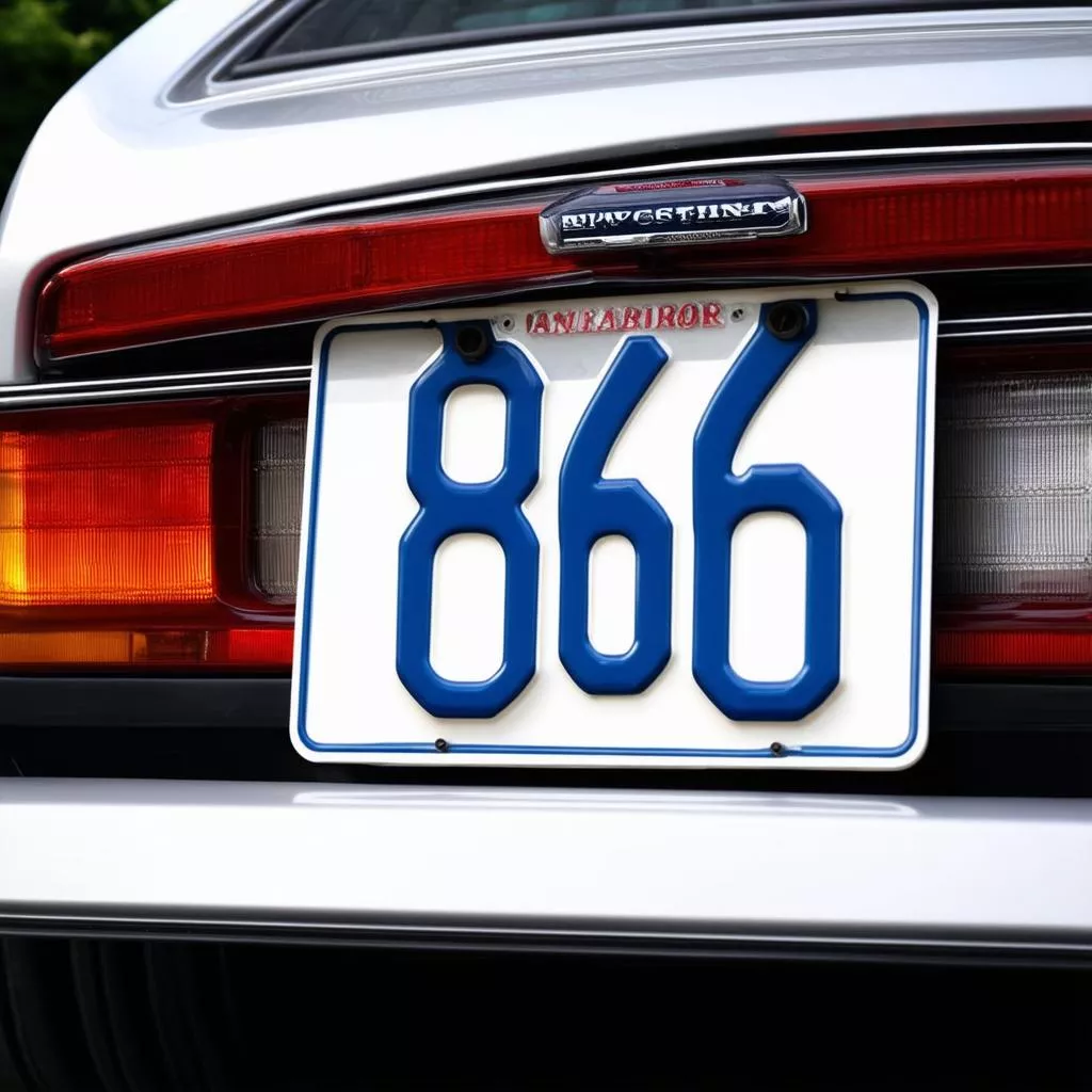 License plate with lucky number pairs