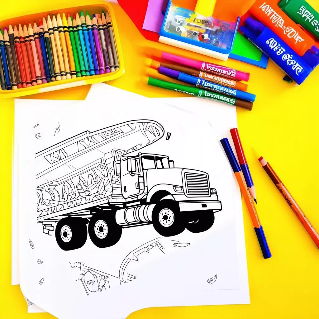 Hình ảnh tô màu ô tô tải