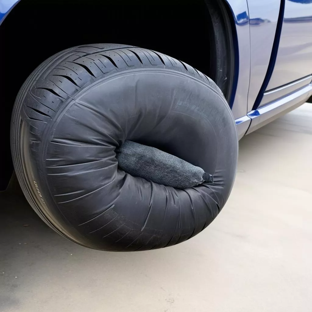 Bơm lốp ô tô sai cách