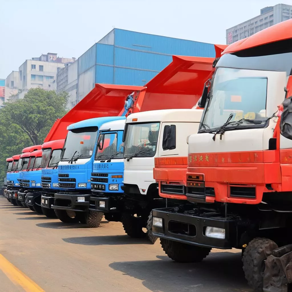 Various Chinese dump trucks