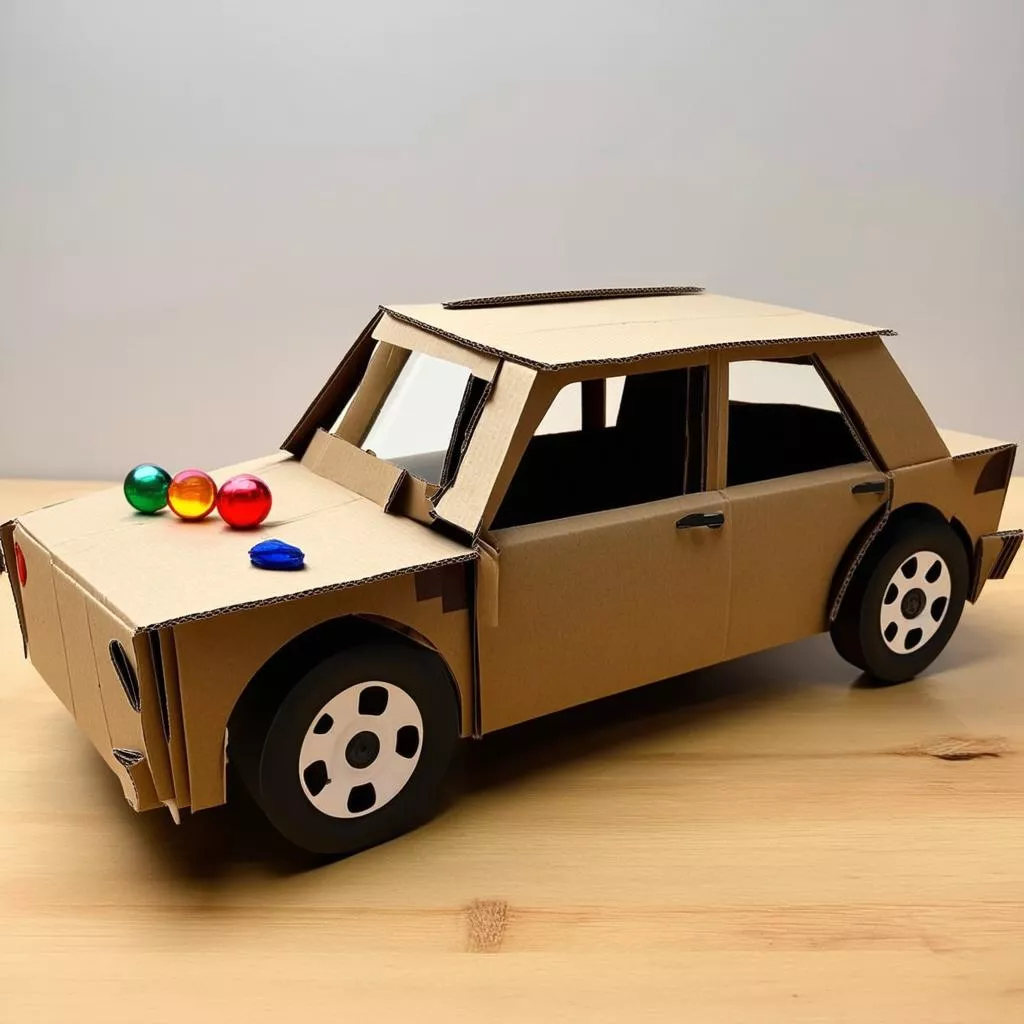 Cách làm ô tô bằng bìa cát tông đơn giản - Hoàn thiện