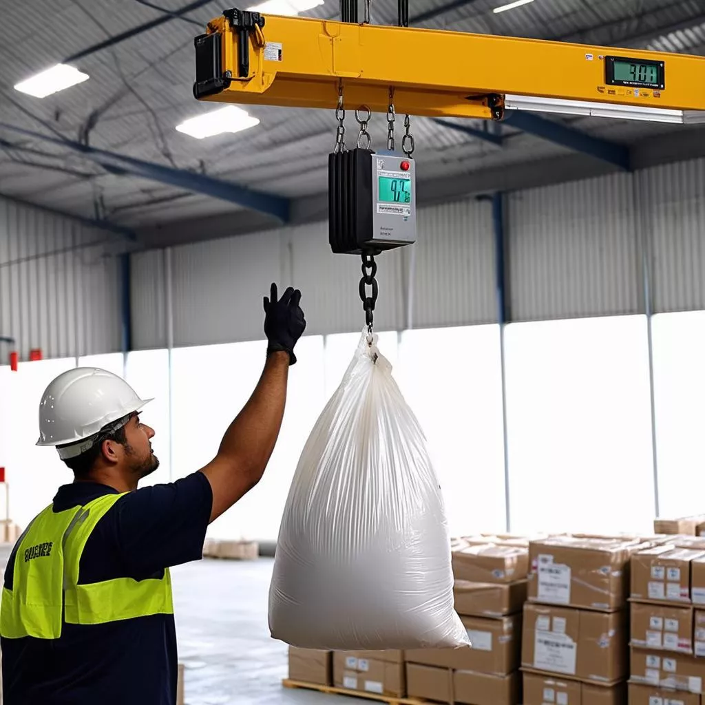 Cân treo điện tử đang được sử dụng