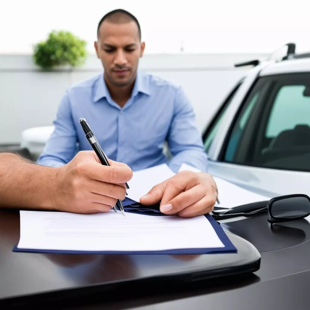 Chủ xe ký hợp đồng