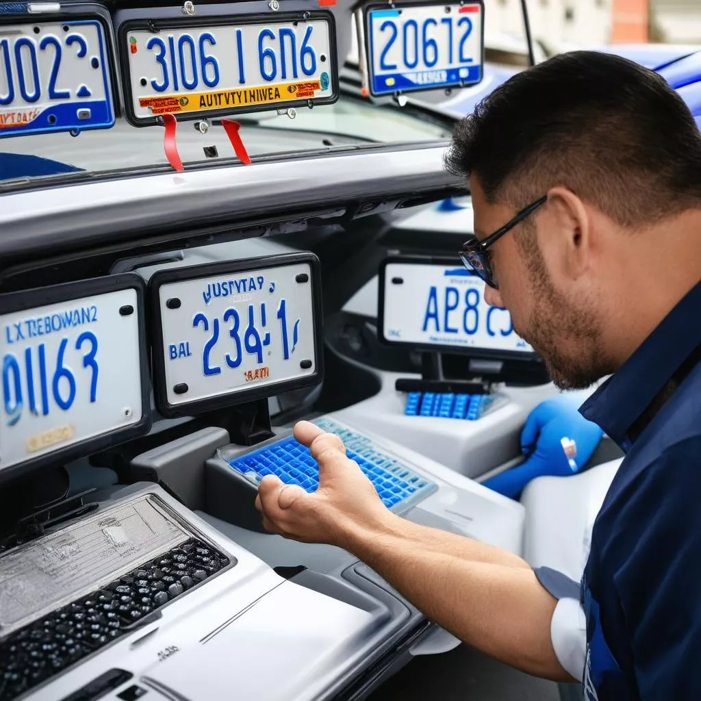 Chuyên gia đang phân tích biển số xe