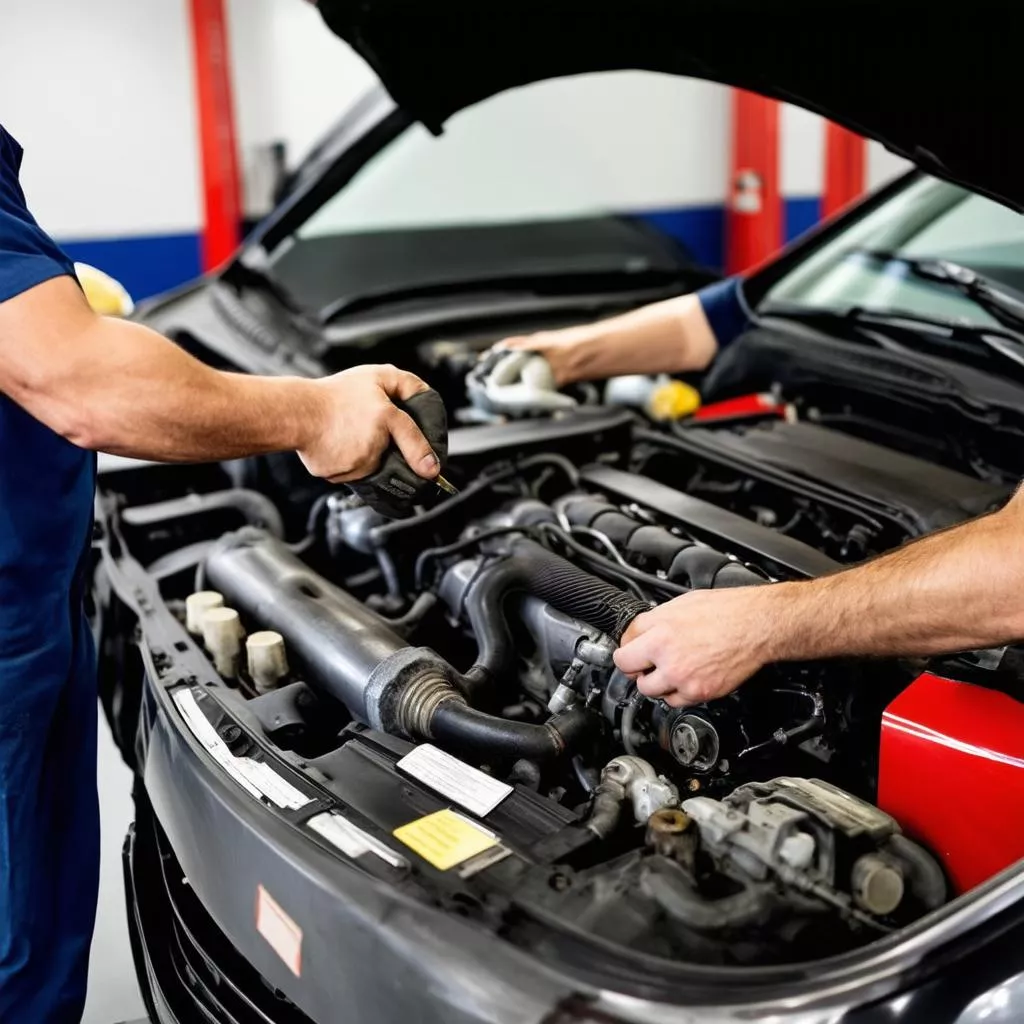 Car expert inspecting a vehicle