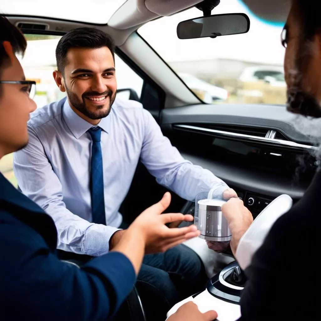 Consultant advising on car humidifiers