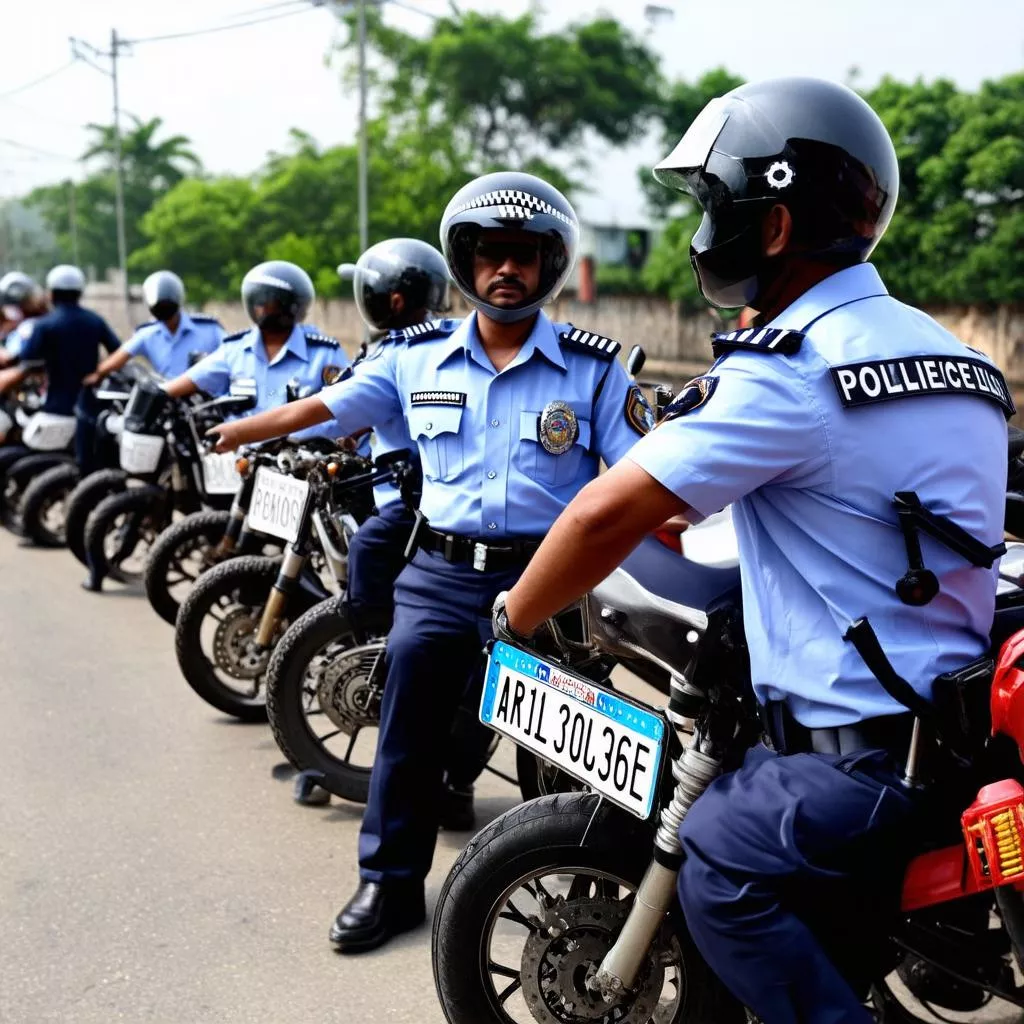 Công an đang đăng ký biển số xe