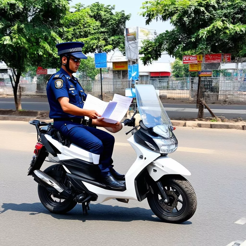 Công an kiểm tra xe máy điện