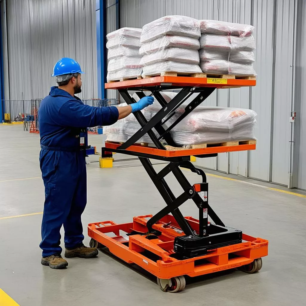 Công nhân vận hành bàn nâng