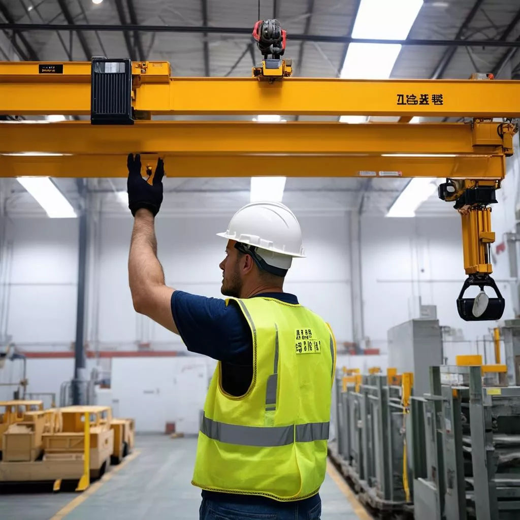 Công nhân vận hành cẩu điện