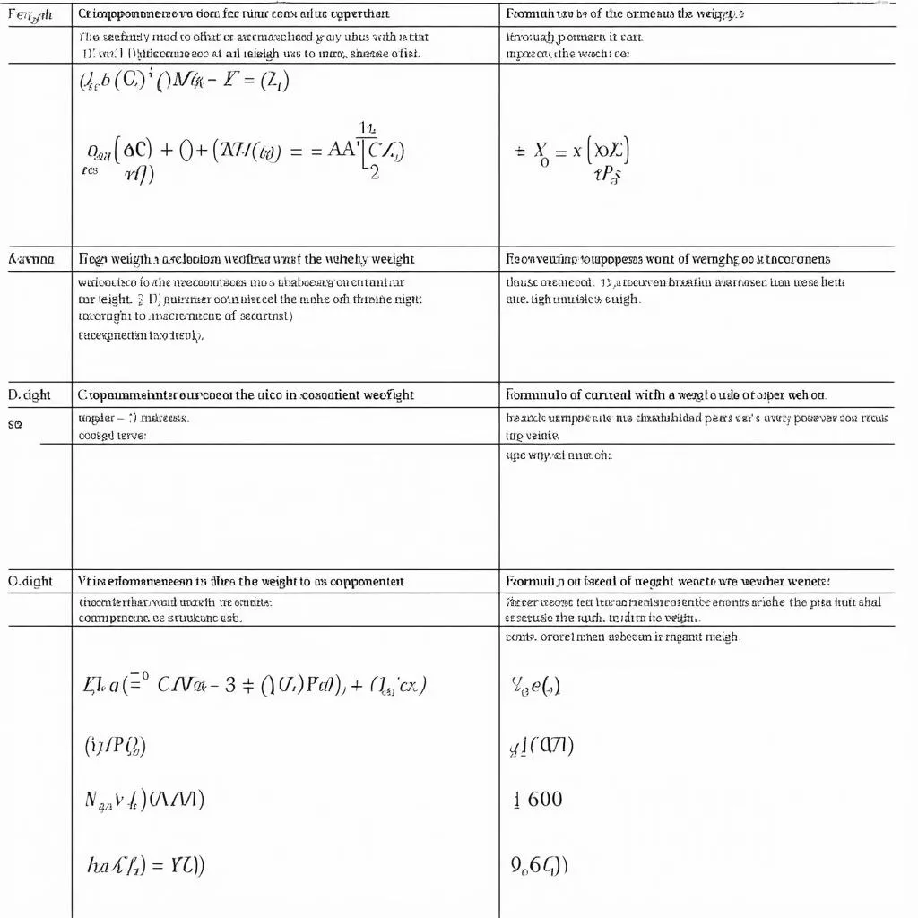 Weight calculation formula