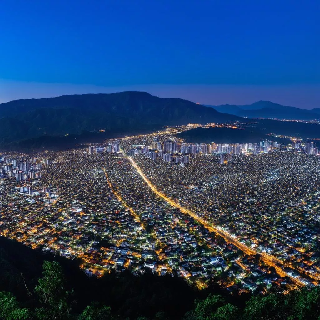 Đà Lạt về đêm nhìn từ trên cao