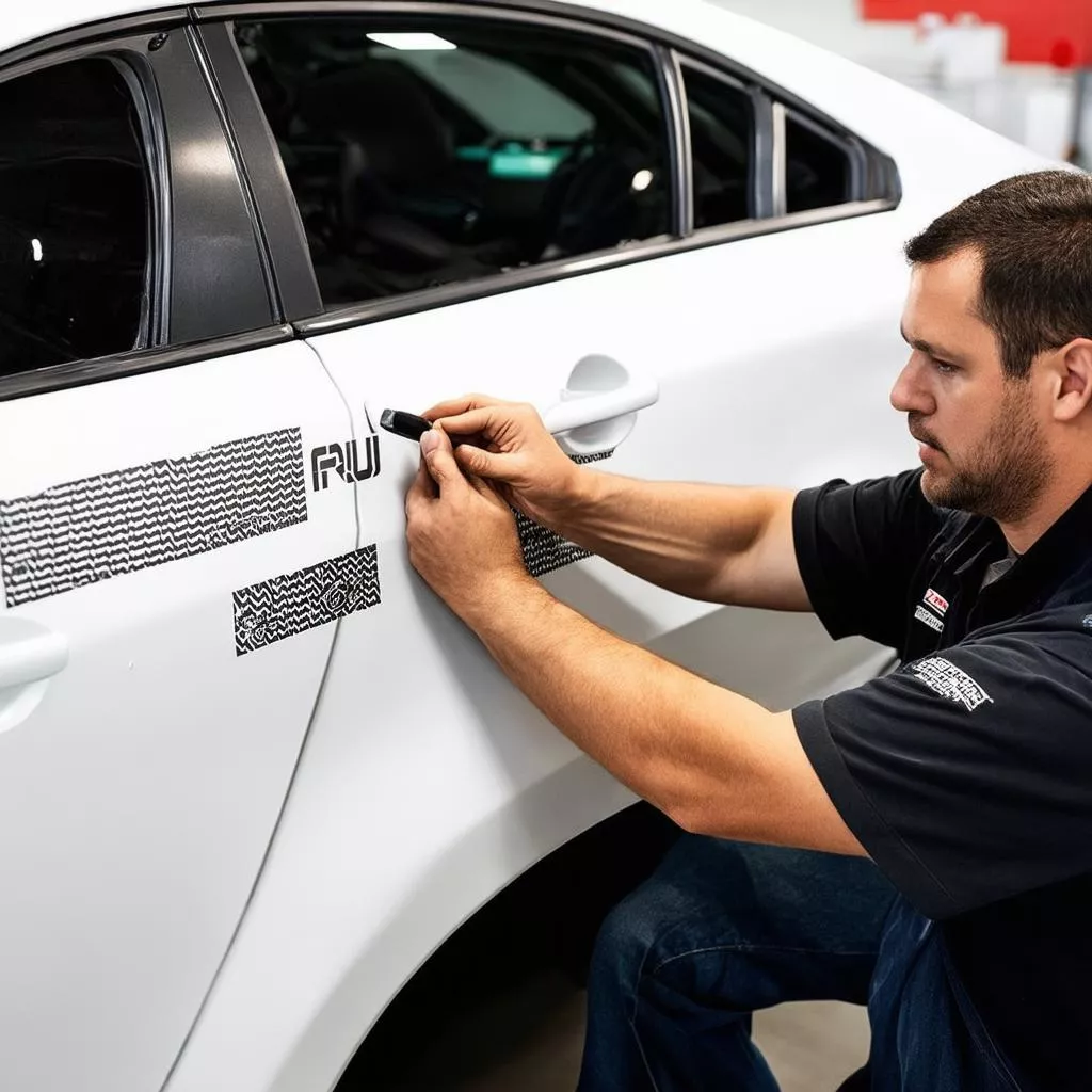 Applying reflective car decals