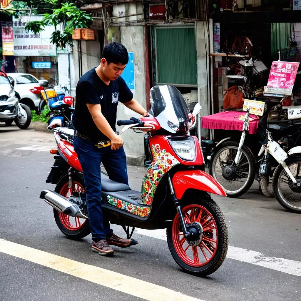 Dán hình hoa văn xe máy tại Hà Nội