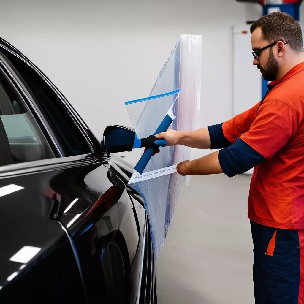 Dán miếng chống xước cửa ô tô