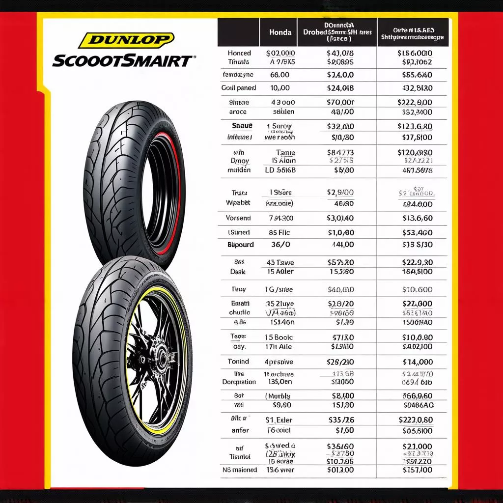 danh sách giá lốp xe sh dunlop