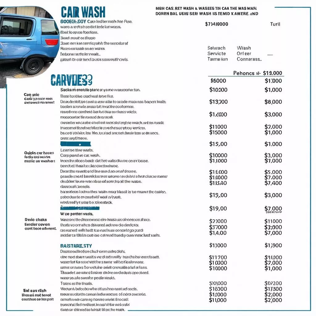 Danh sách giá rửa xe ô tô