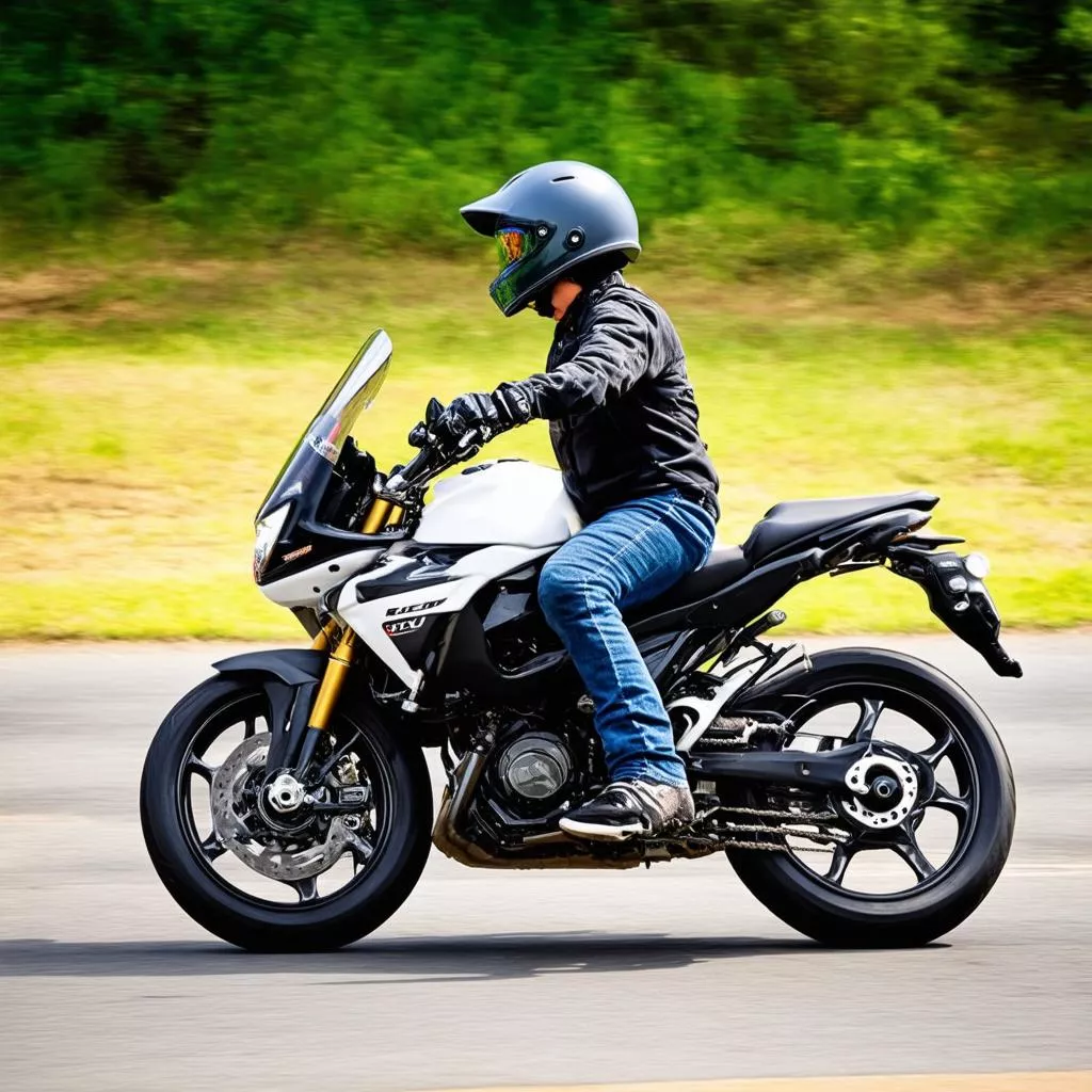 Đội mũ bảo hiểm khi đi xe máy