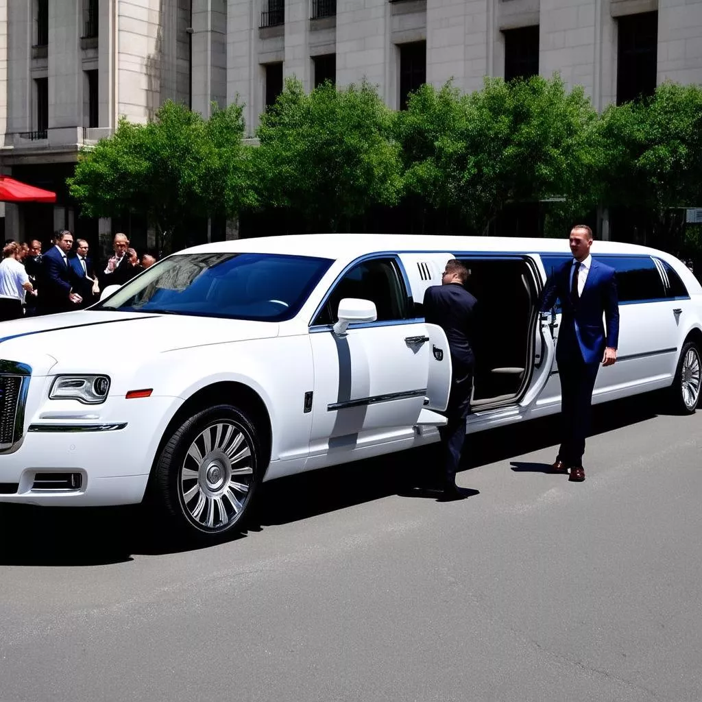 Hành khách di chuyển bằng xe limousine