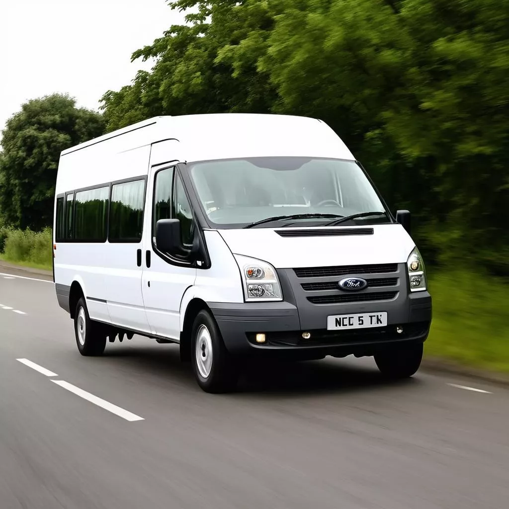 Ford Transit 16-seater on the road