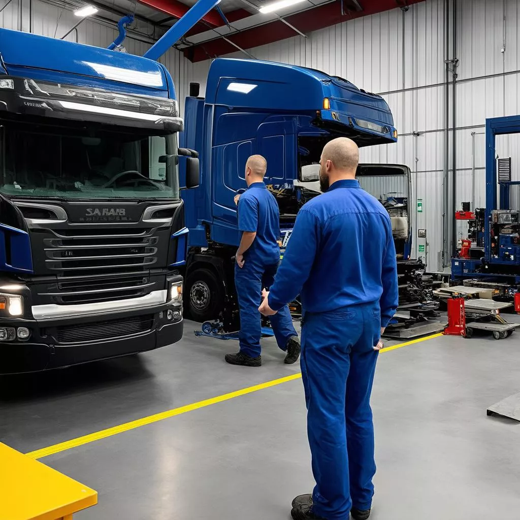 现代化卡车维修车间