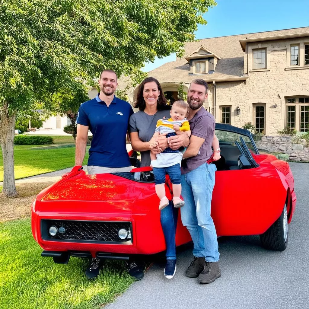 Gia đình hạnh phúc bên xe Vinfast Fadil