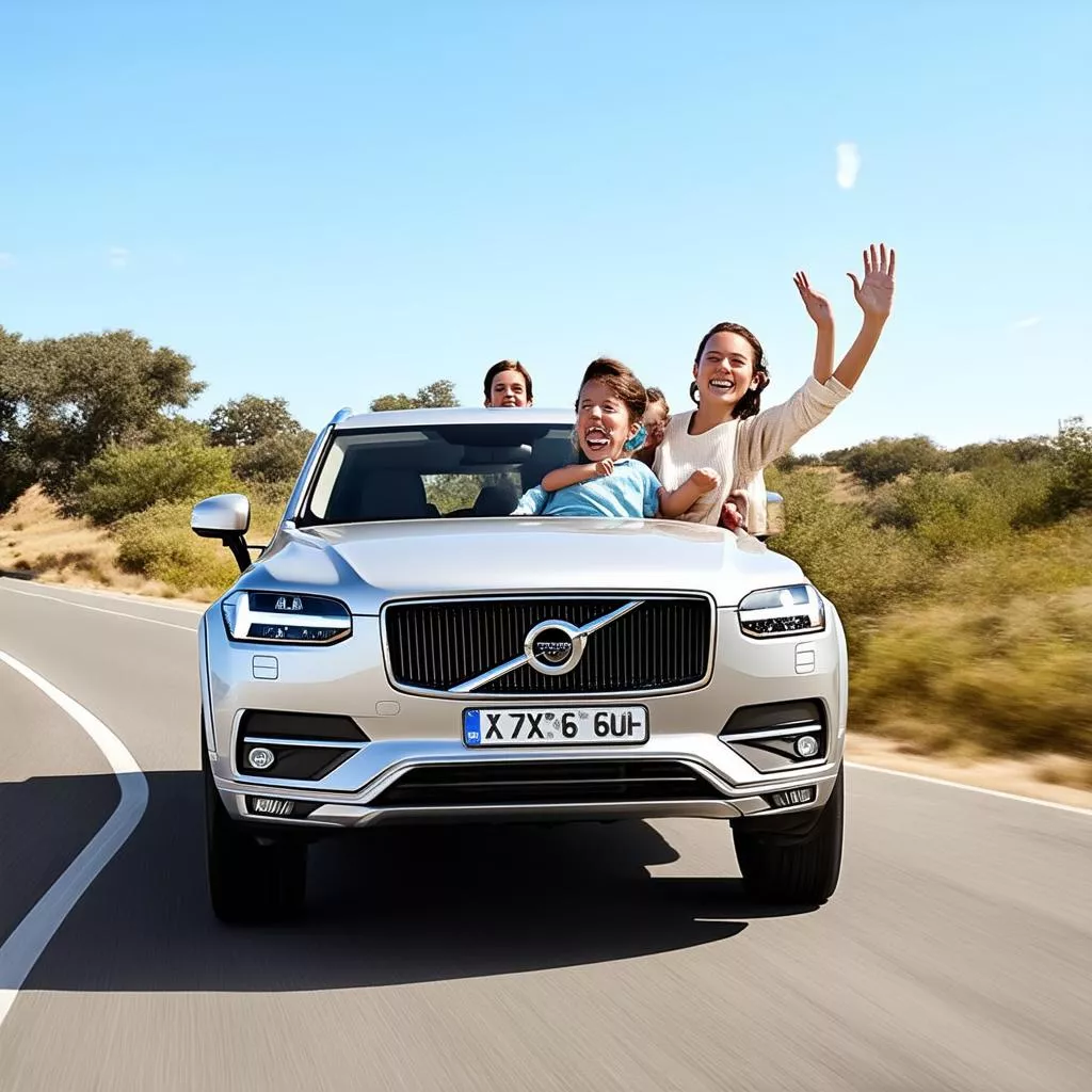 Happy family in a Volvo XC90