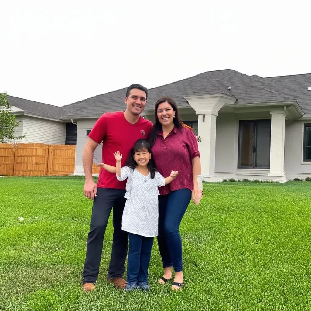 Gia đình hạnh phúc trong ngôi nhà mới