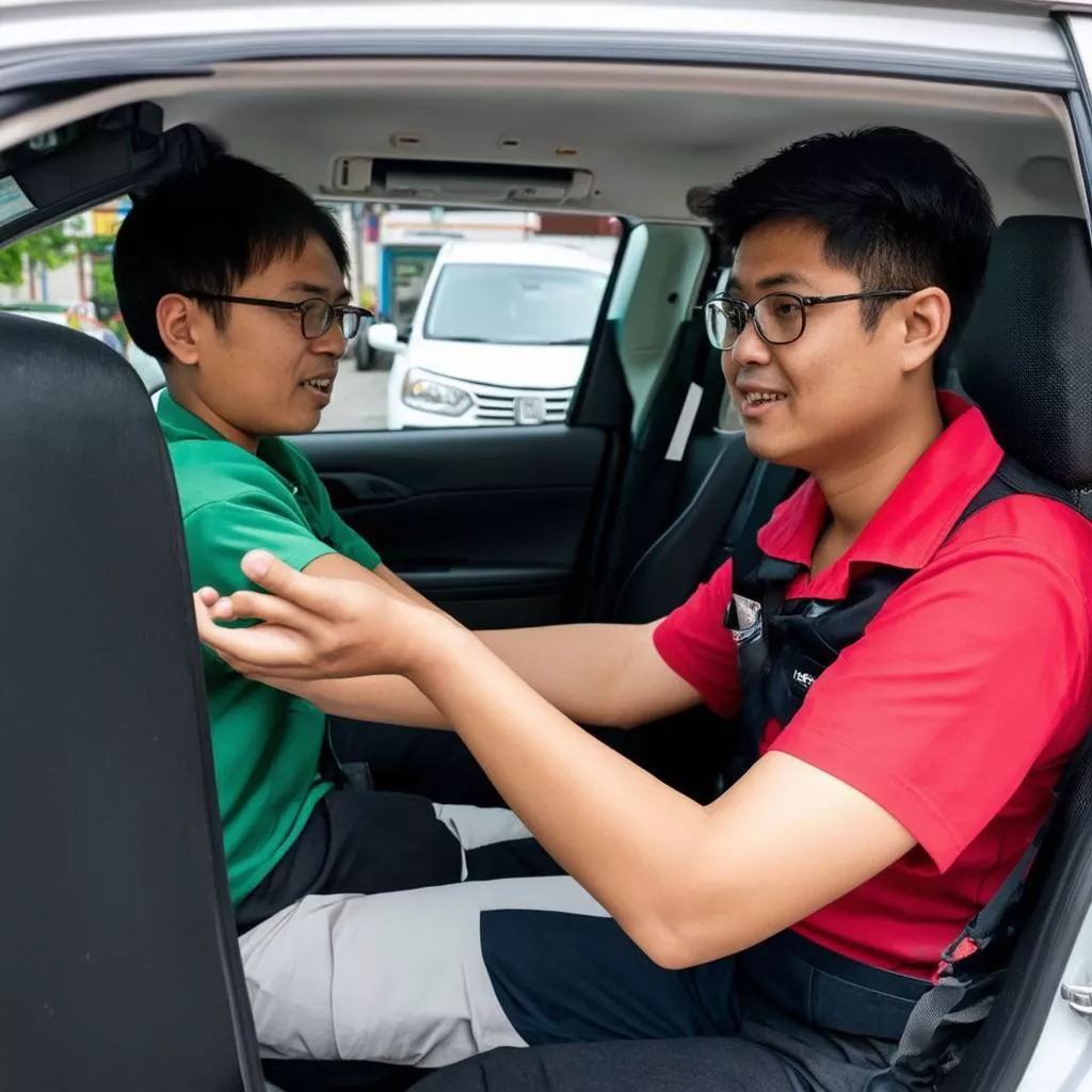 Xe Tai Ha Noi instructor guiding a student