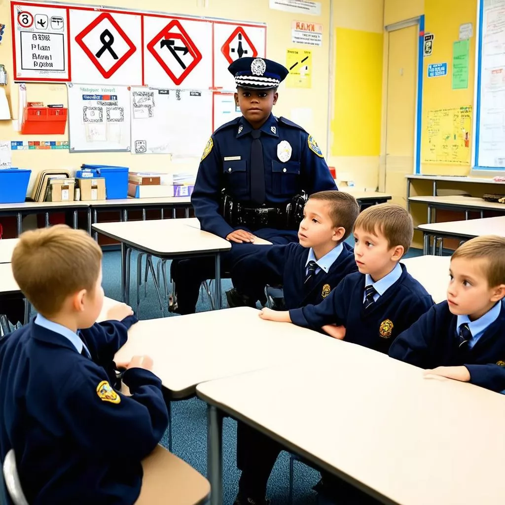 Children learning about traffic safety