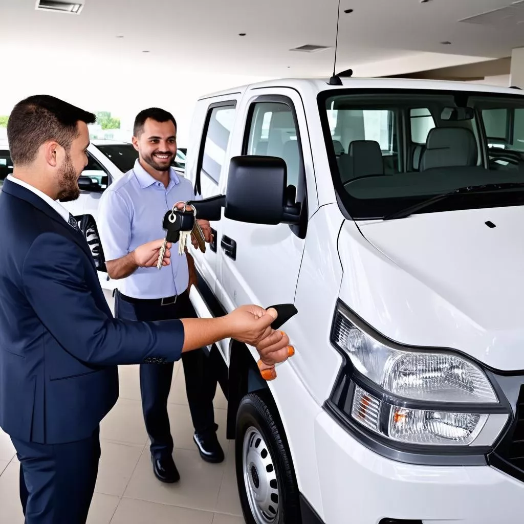 Bàn giao xe tải tại đại lý