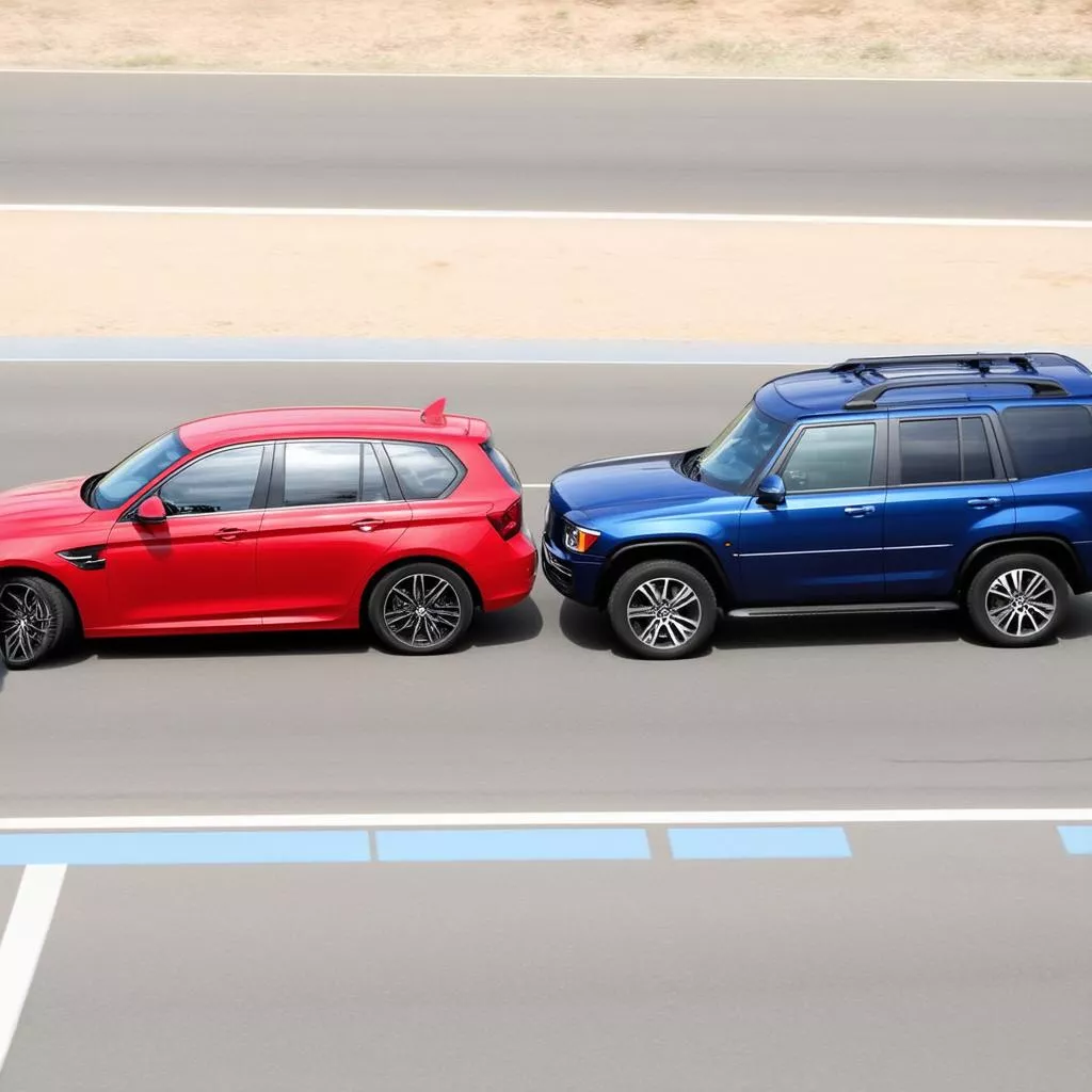 Due auto in partenza simultanea