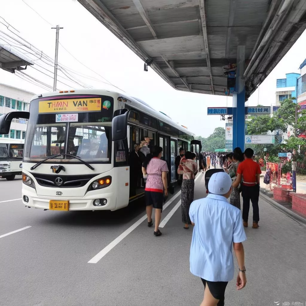 Hành khách lên xe Thanh Van