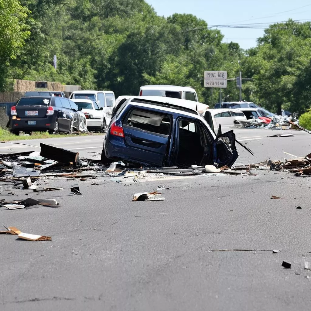 Scène d'un accident de la route