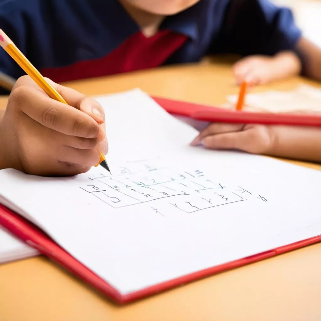 Students working on math problems