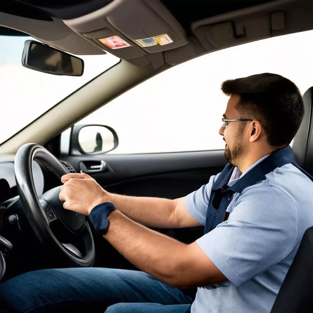 Student driver practicing