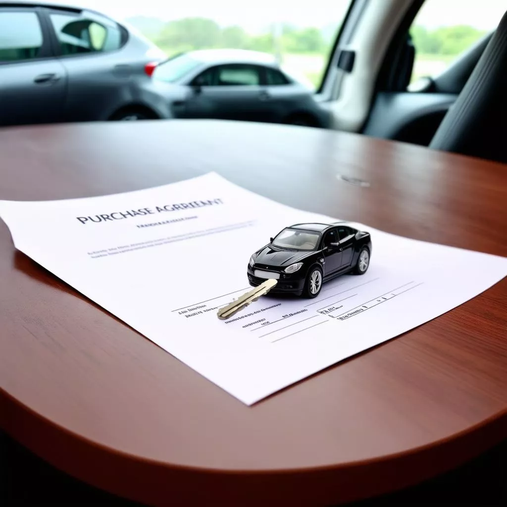 Car sales contract and car keys