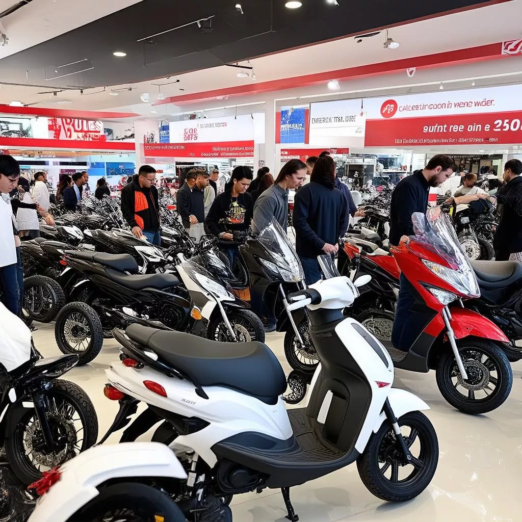 Customer buying a scooter at the dealership