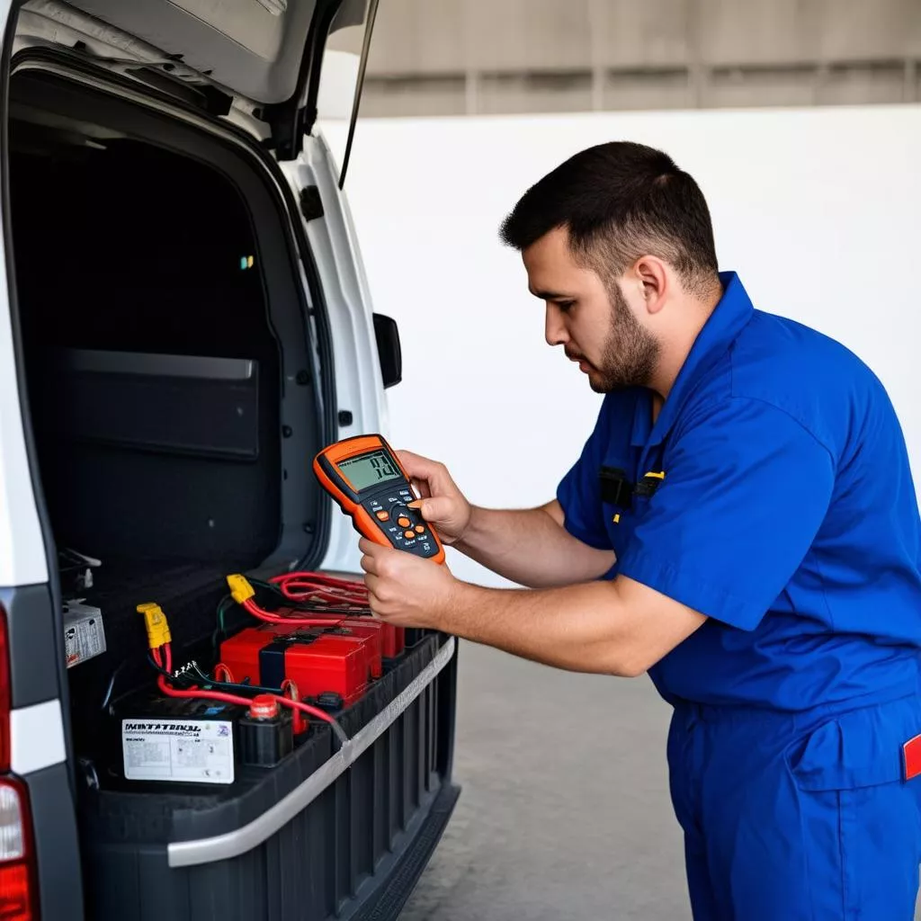 Kiểm tra ắc quy xe van