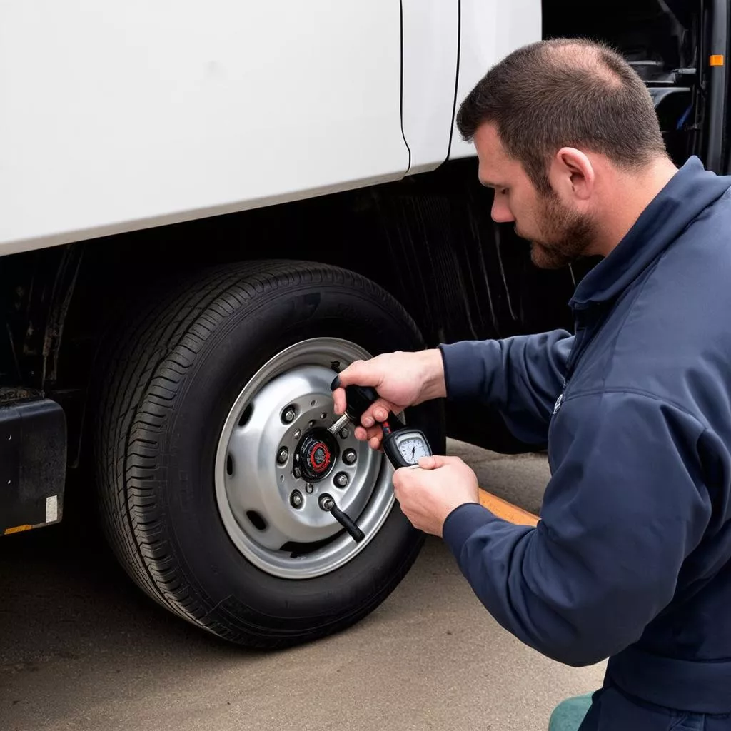 Checking tire pressure