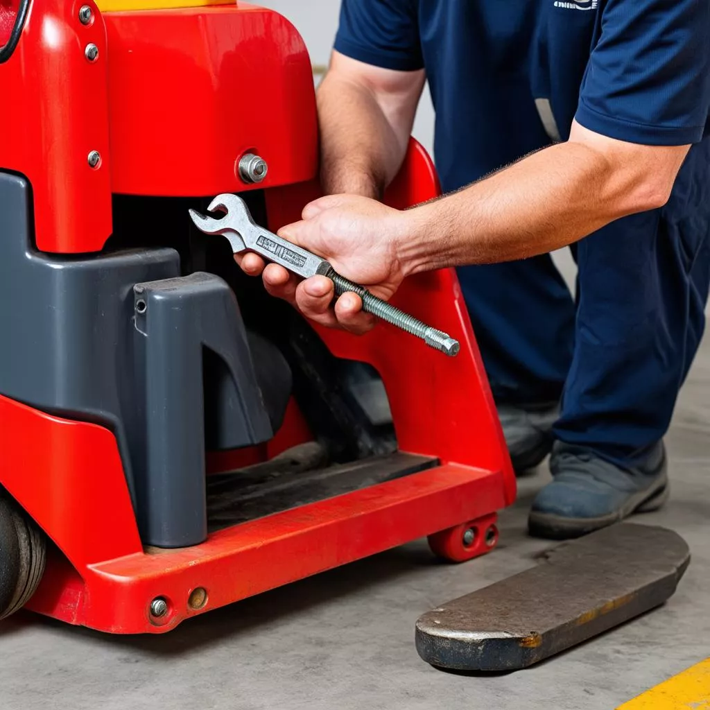 Inspecting a Used Hand Pallet Truck