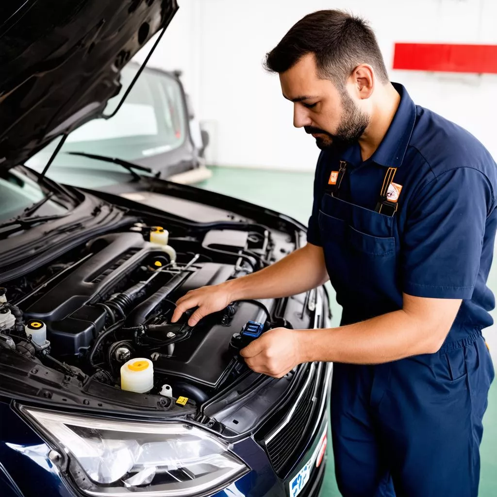 Inspecting a car engine
