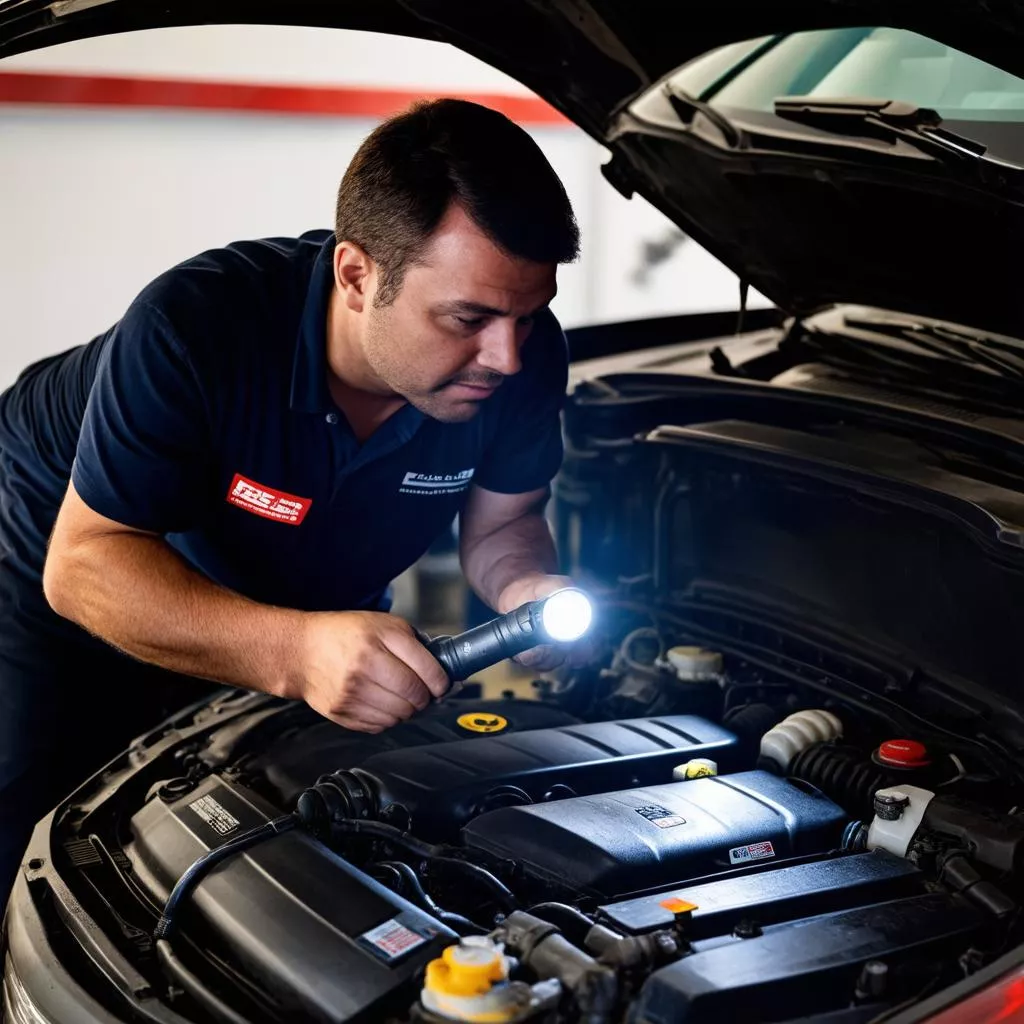 Inspecting a Car Engine