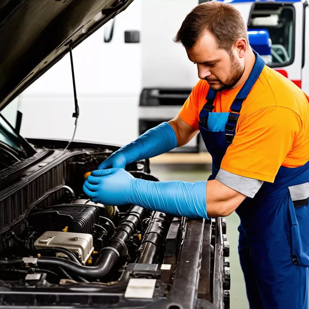 Kiểm tra động cơ xe tải cũ