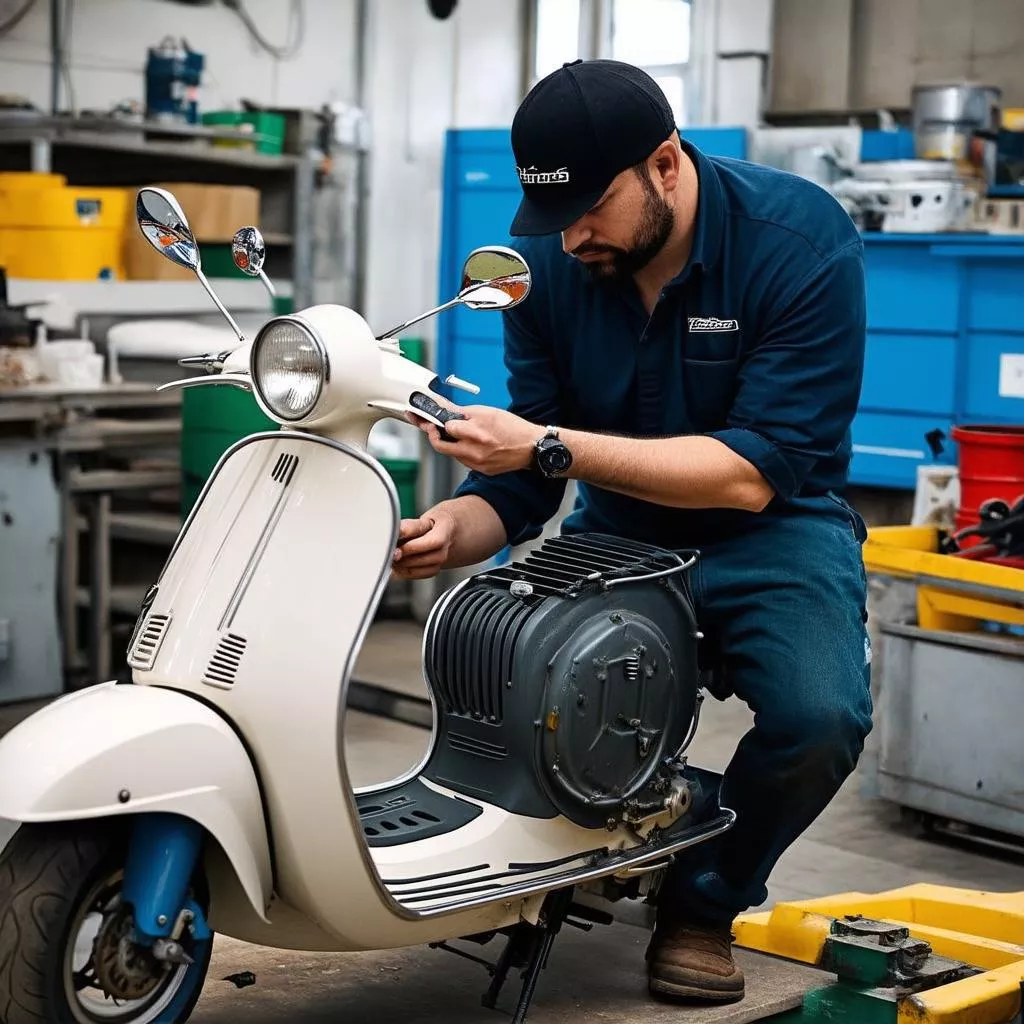 Kiểm tra động cơ xe Vespa