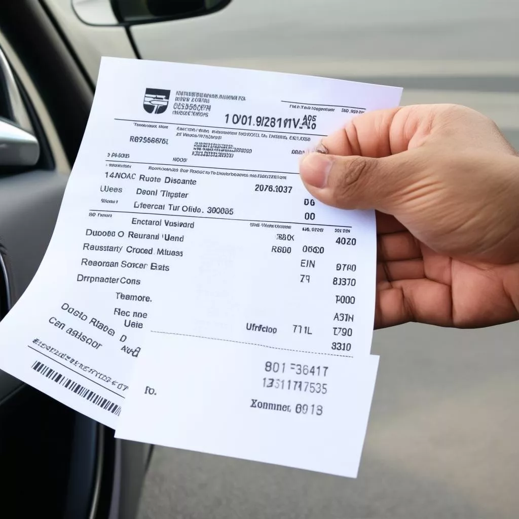 Inspecting the paperwork of a used car