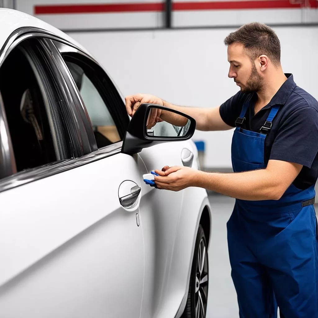 Inspecting a car's power mirror