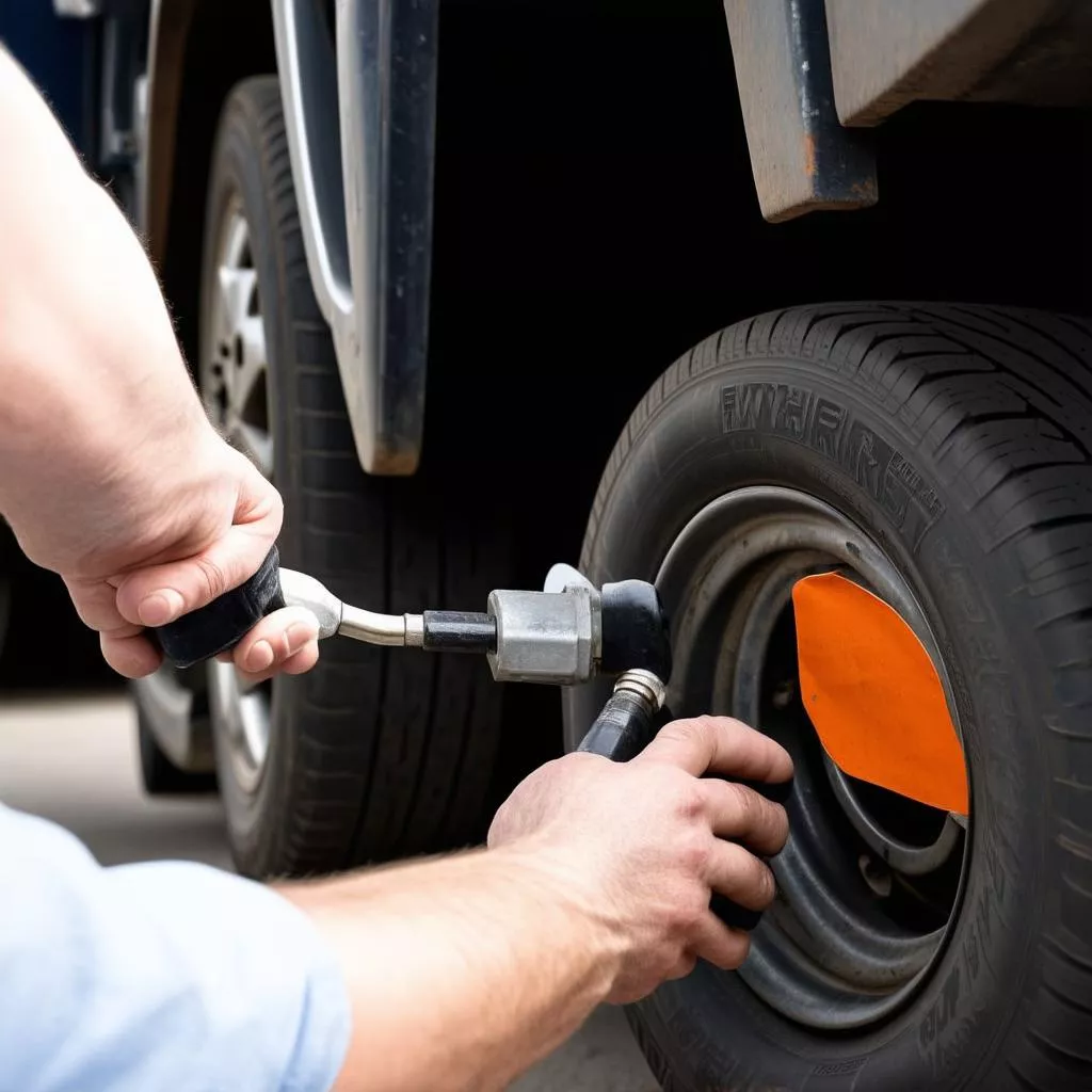 Checking truck tires